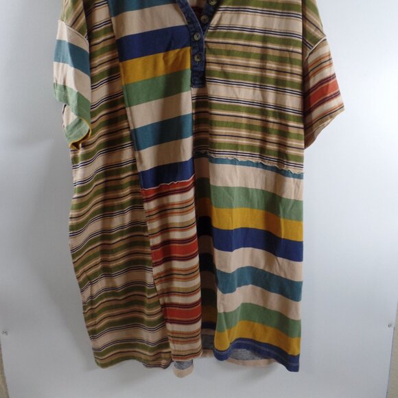 Free People Multicolor Striped Tunic Dress Size L Raw Edge Denim Colar & Neck - Picture 2 of 5